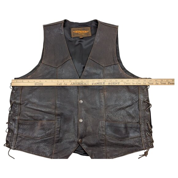 Unik Premium Brown Leather‎ Vest Braided Sides - Picture 11 of 12